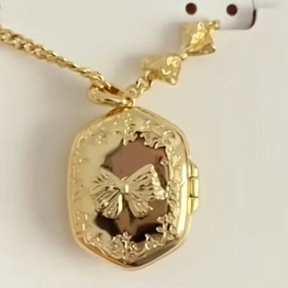 LoveShackFancy x Kendra Scott blooming heirloom pink locket gold bow necklace - Picture 4 of 9